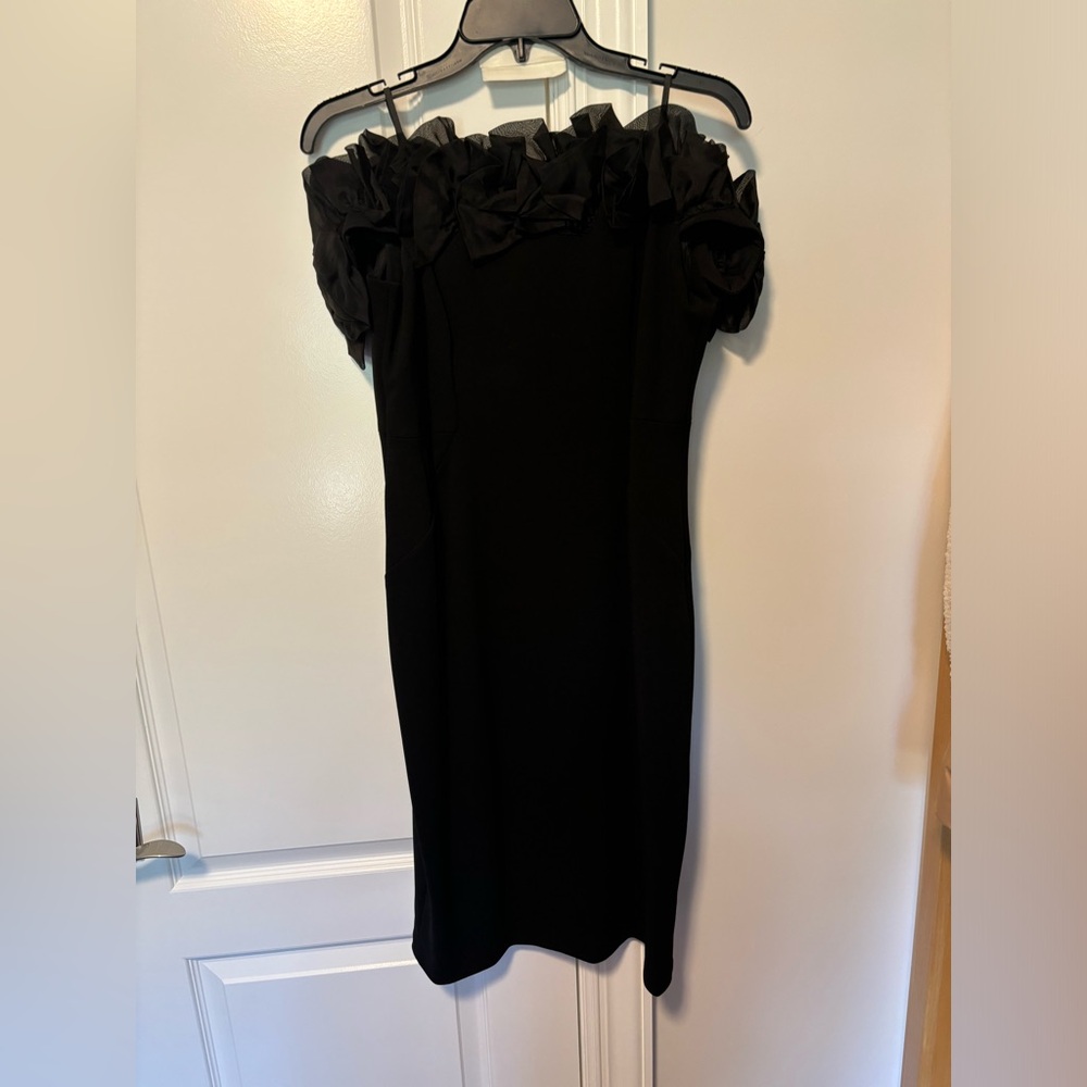 Off the shoulder ruffle black dress